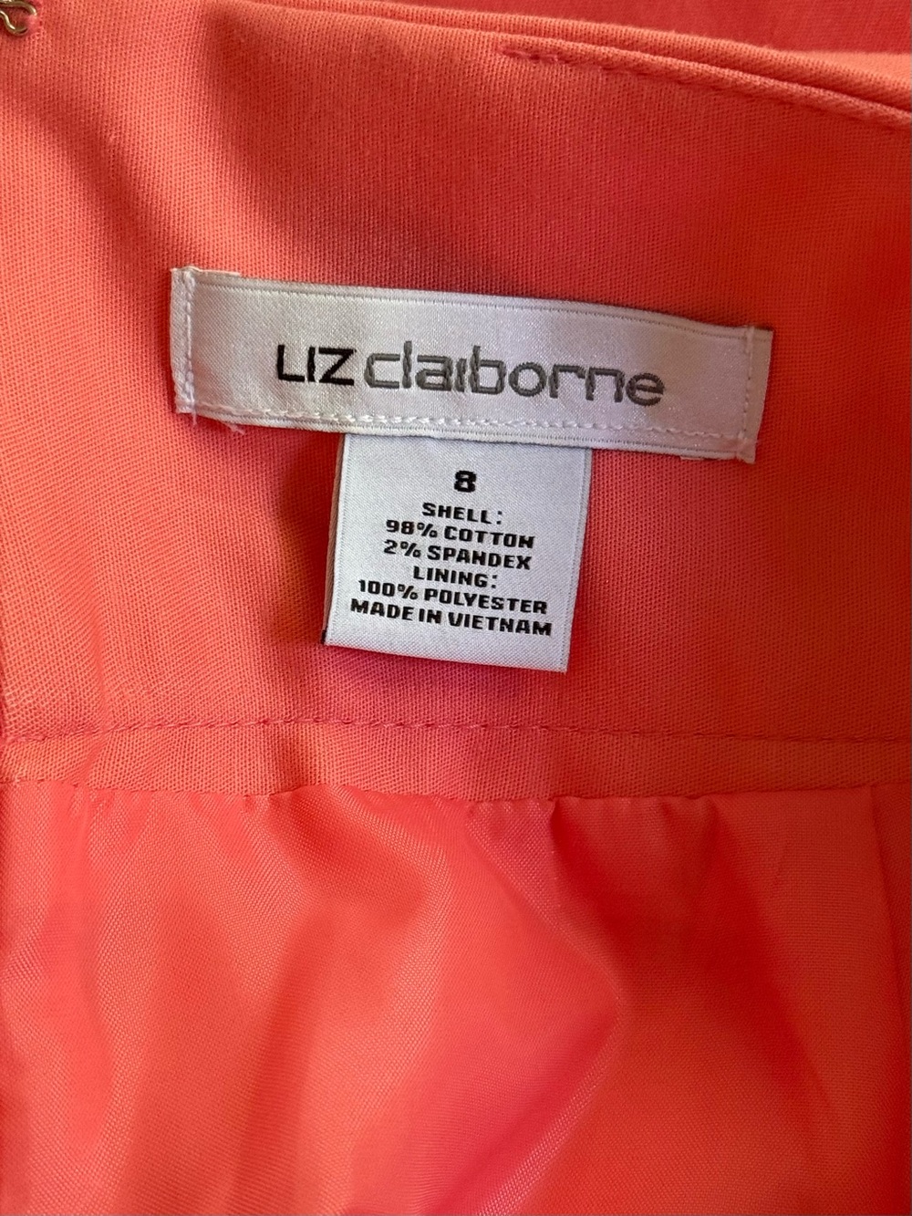Liz Claiborne Coral Pink Pencil Skirt Size 8 Belted Lined Career Spring - Picture 3 of 10